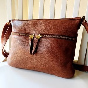 Fossil Brown Leather Crossbody Bag